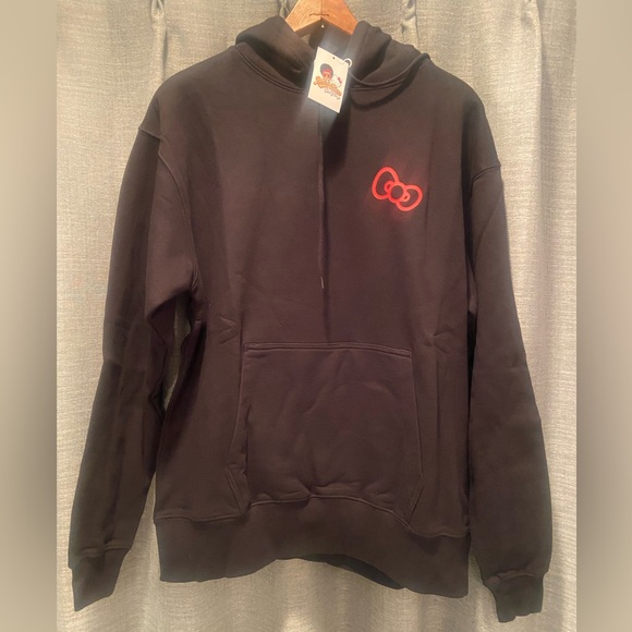 (L) New Bruno Mars x Hello Kitty Collaboration Black Hoodie Pullover